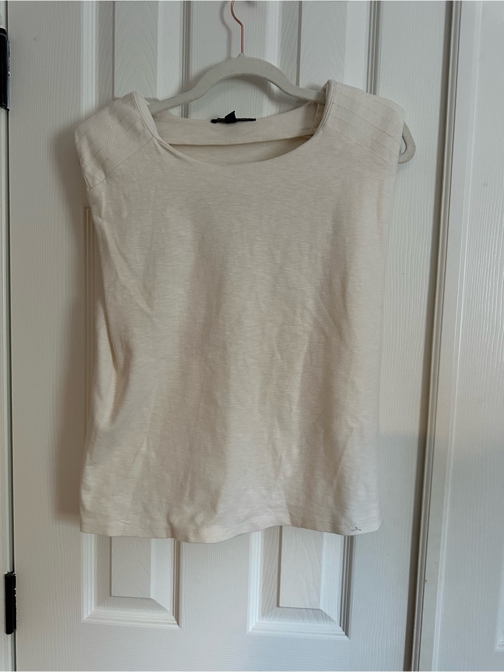 Women's Cream Sleeveless Top - Classic Scoop Neck